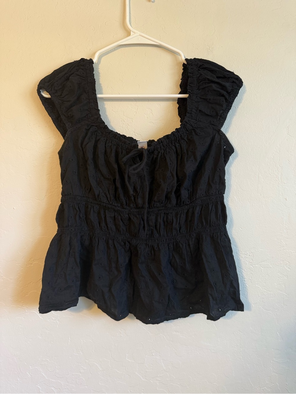 Old Navy Black Eyelet Peplum Top